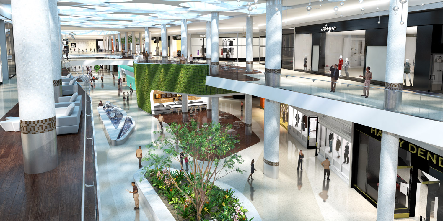 Realistic real estate rendering of interior retail space.