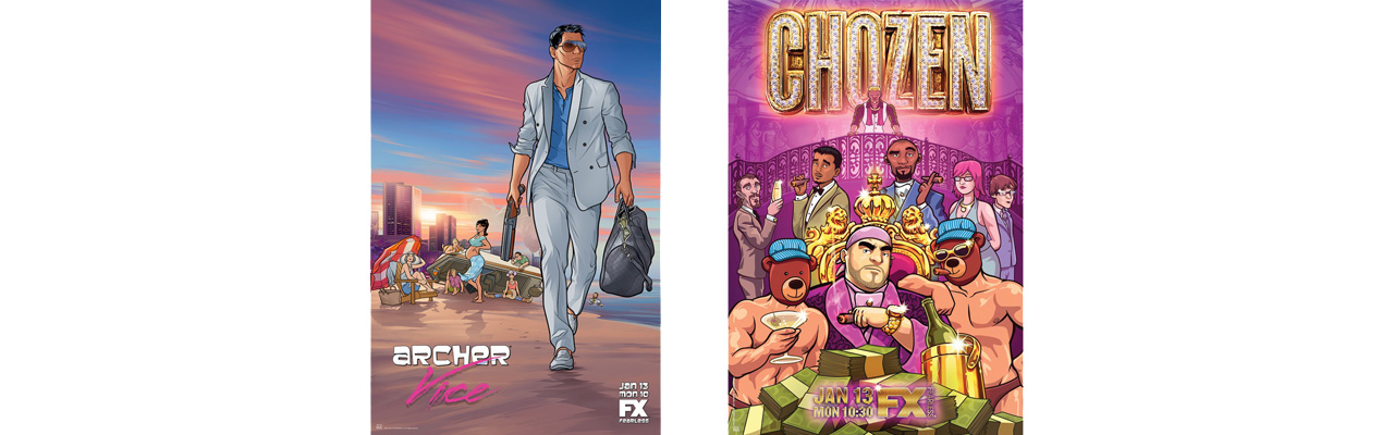 Season posters for Archer and Chozen