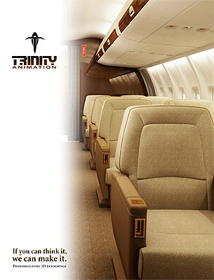 Trinity Animation's aircraft interiors brochure - cover art.