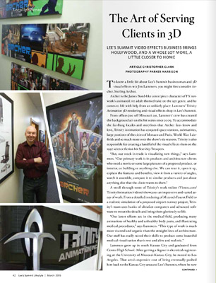 midwest animation studio Trinity Animation article in Lee's Summit Lifestyle Magazine