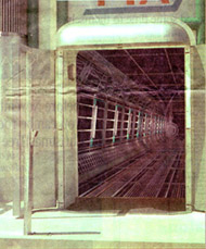 newspaper scan of test composite for FTA tram tunnel scene in Starship Troopers.