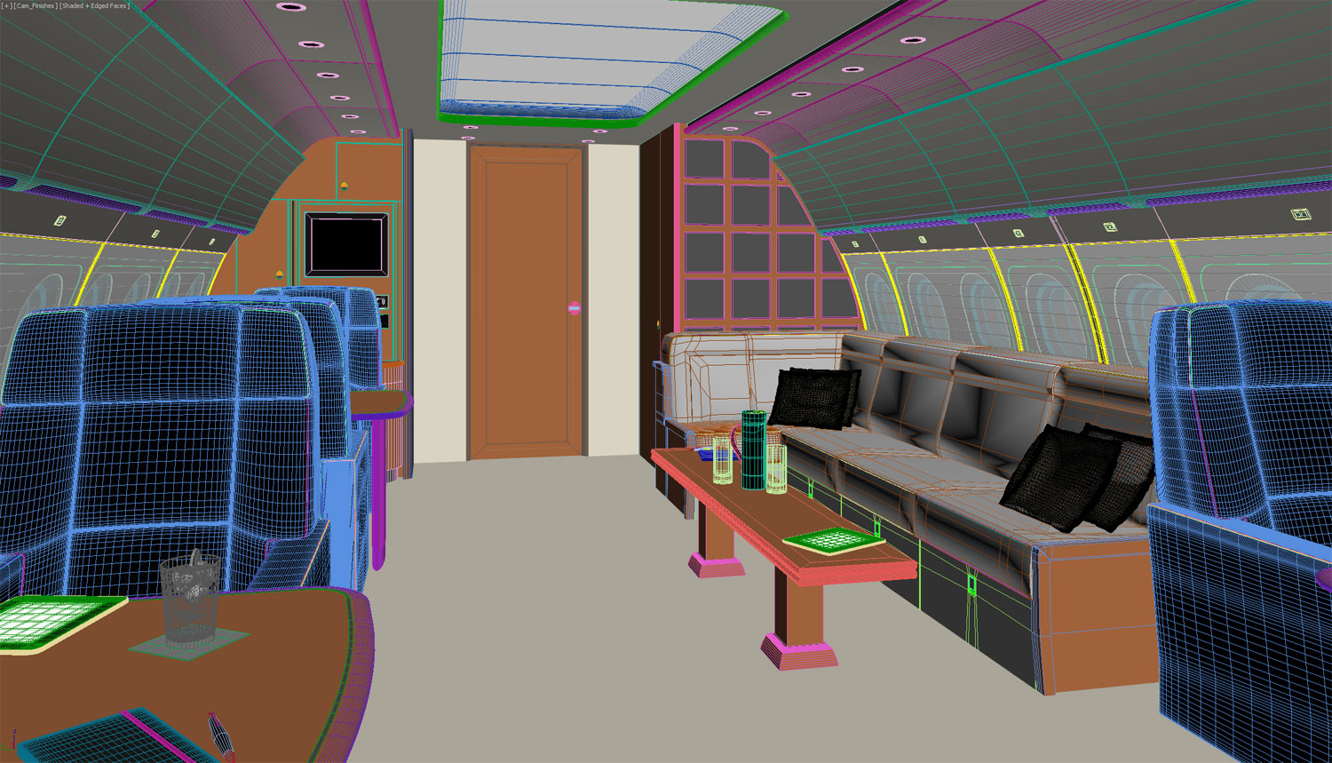 Wireframe view of lounge area.