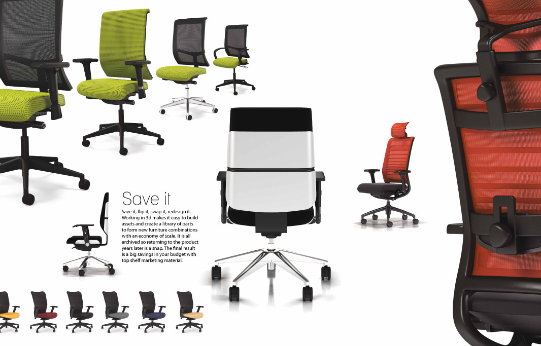 Task Chair furniture visualizations section of brochure