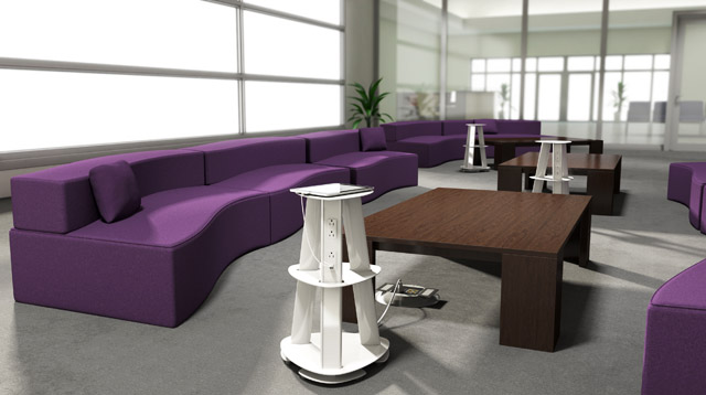 A product rendering of an ECA Isle in white in an office lounge.