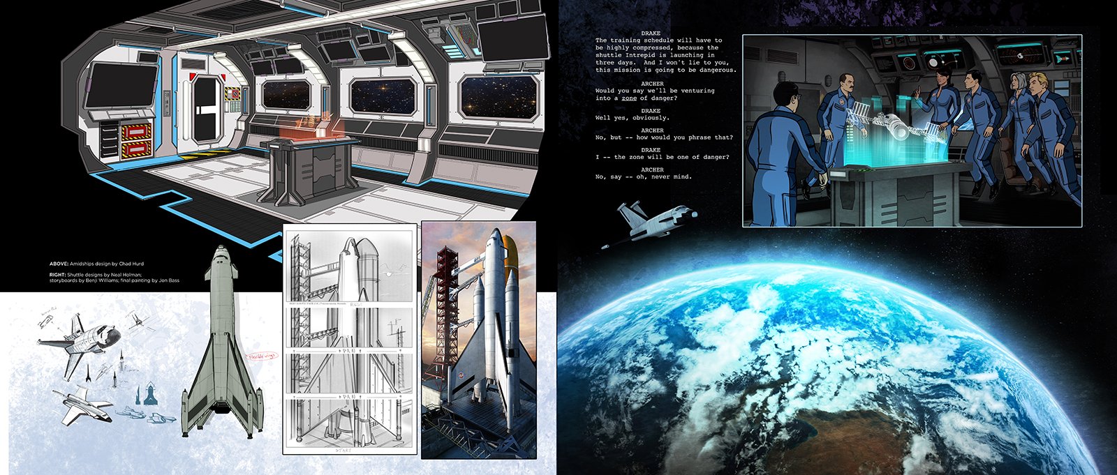 Archer background art development - a page from the book.