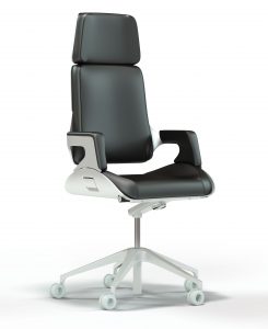 This image displays a 3D model of the Interstuhl Silver office chair rendering displayed against a stark white background. All textures are realistically rendered